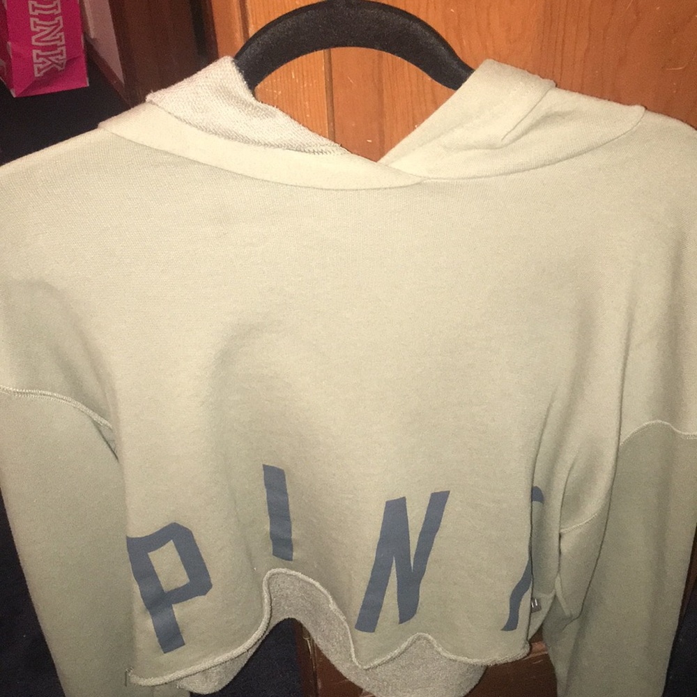 Olive green pink hoodie